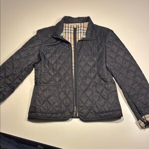 Burberry Black Quilted Puffer Jacket with Stand-Up Collar
